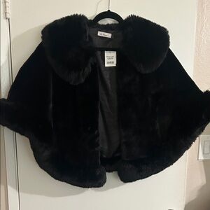 T.J.Maxx Women's Black Faux Fur Cape